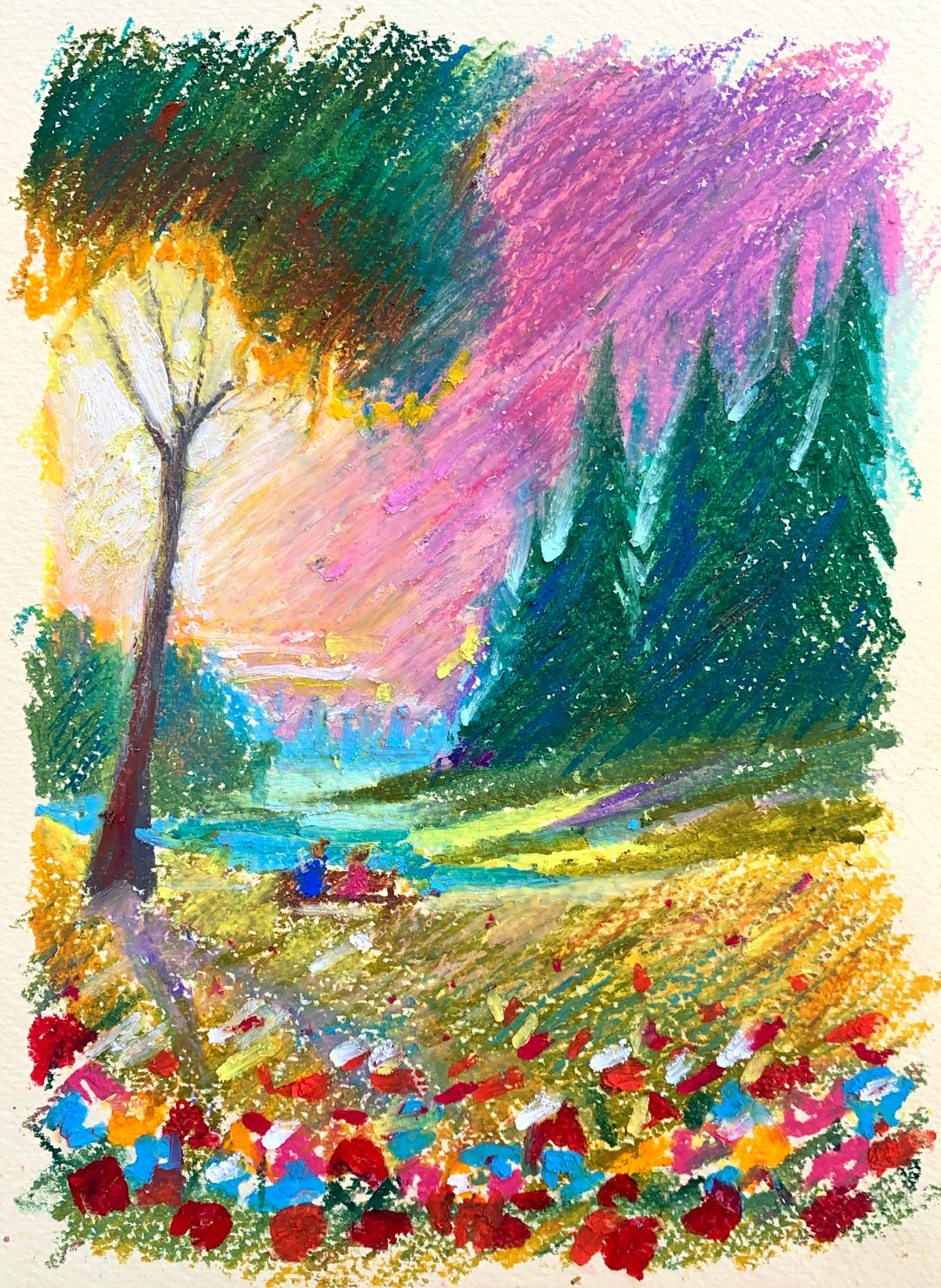 Vivid Daydream – Original Oil Pastel (Framed)