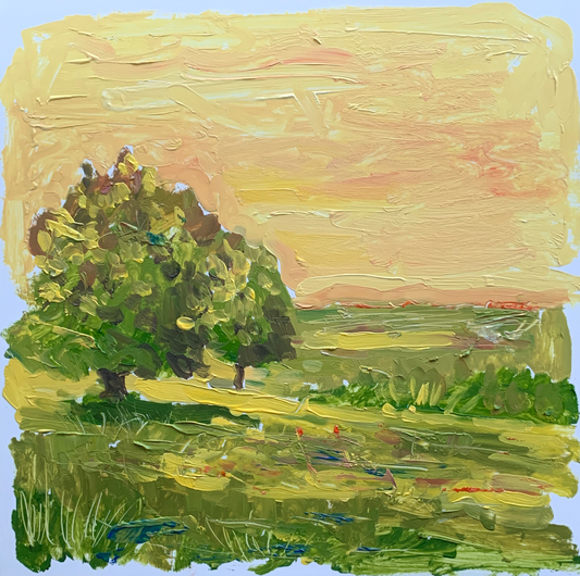 Golden Horizon - Orijinal Yağlı Boya (Çerçeveli, Kağıt Üzerine)